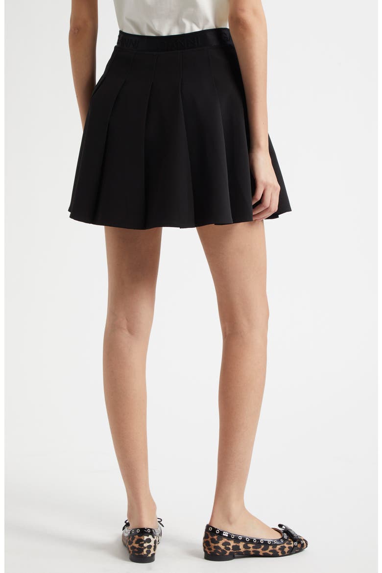 Pleated Twill Miniskirt, Alternate, color, BLACK