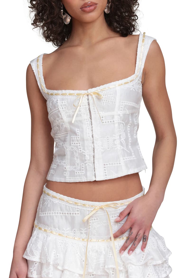 Embroidered Bustier Top, Alternate, color, WHITE