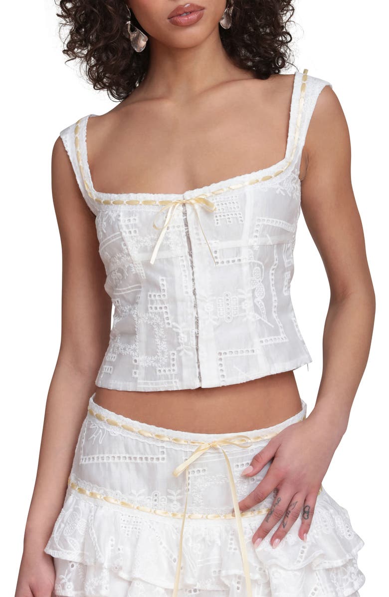 Avec Les Filles Embroidered Bustier Top, Alternate, color, White