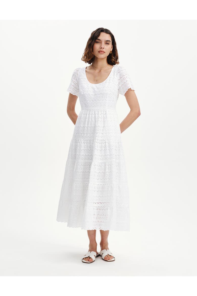 Petite Jemma Cotton Tiered Midi Dress, Alternate, color, White