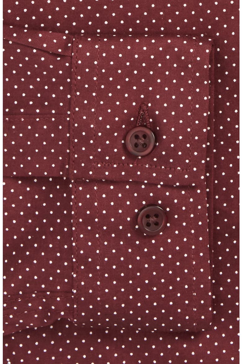 Dot Dress Shirt, Alternate, color, BURGUNDY
