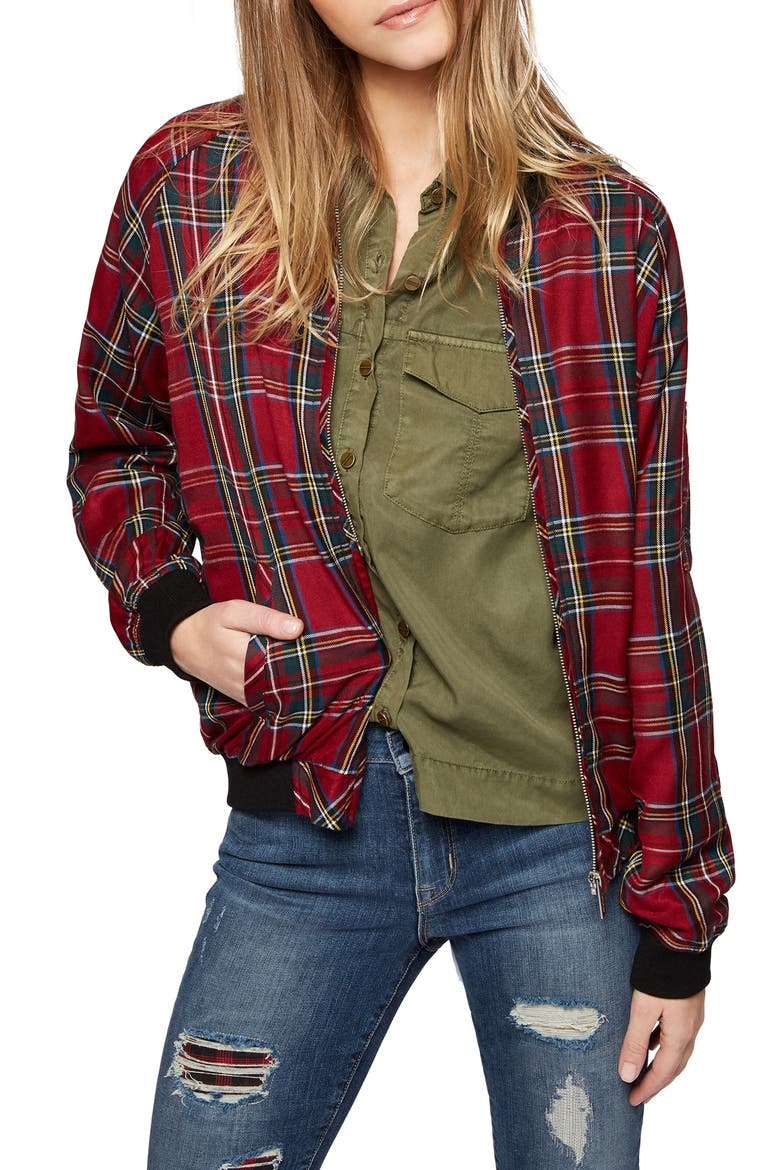 Plaid Bomber Jacket, Main, color, TARTAN PLAID