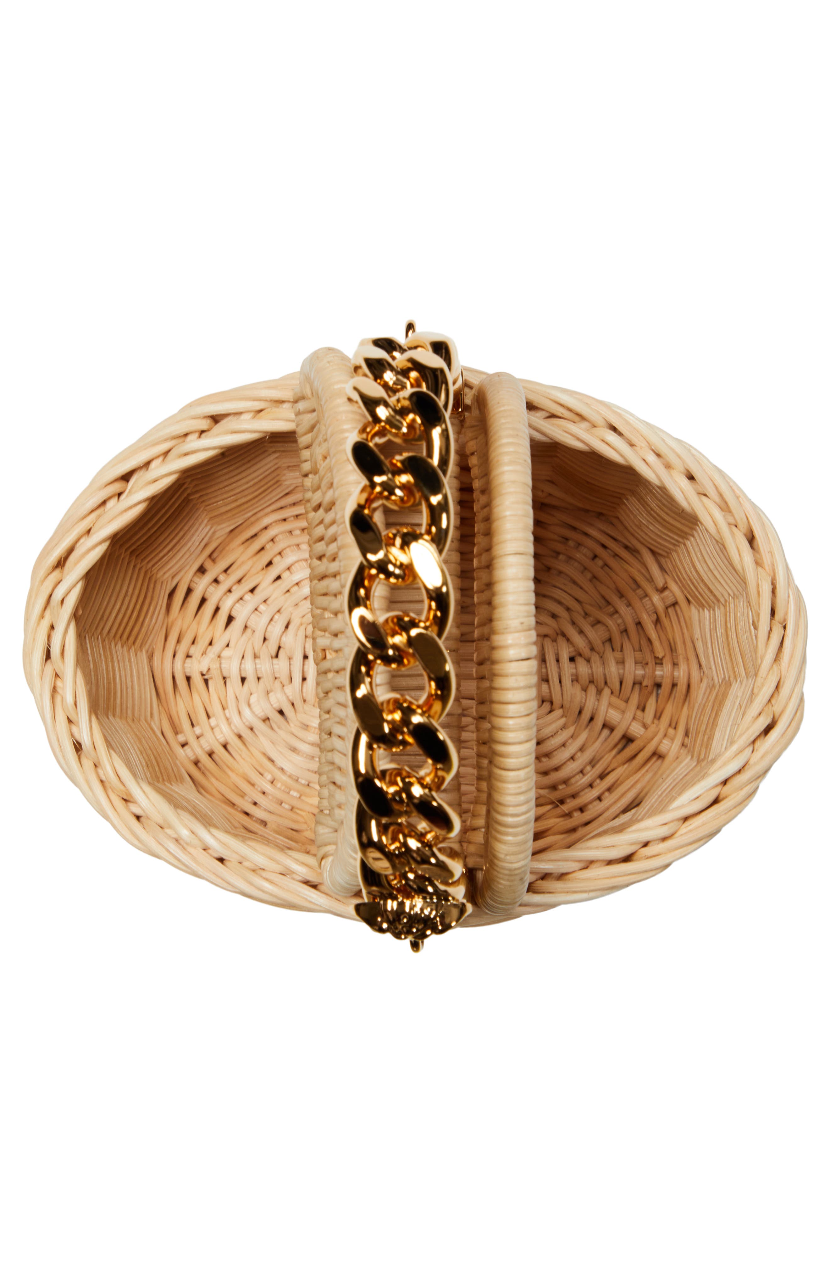 Versace Micro Straw Basket Bag, Alternate, color, 