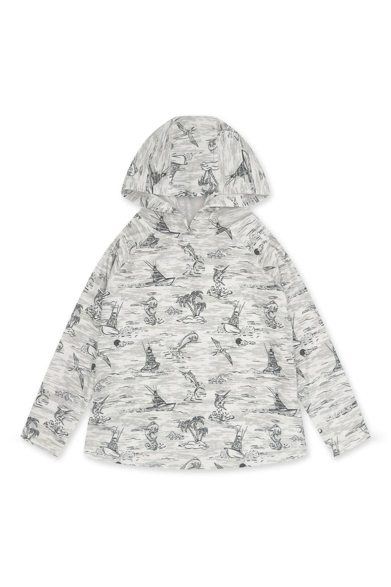 Kids' Reel Deal Tech Tropical Print Performance Hoodie, Main, color, WHITE/GREY