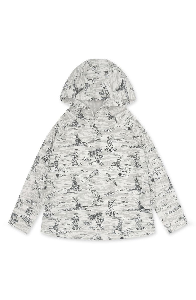 Feather 4 Arrow Kids' Reel Deal Tech Tropical Print Performance Hoodie, Main, color, White/Grey