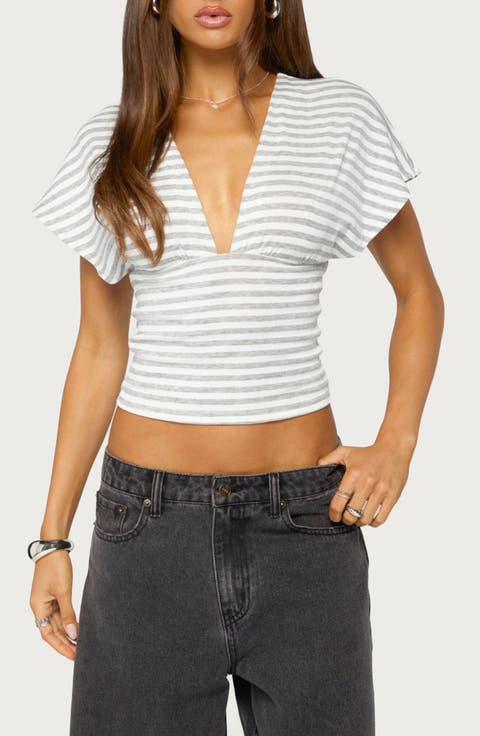 Chassidy Striped Flutter Top