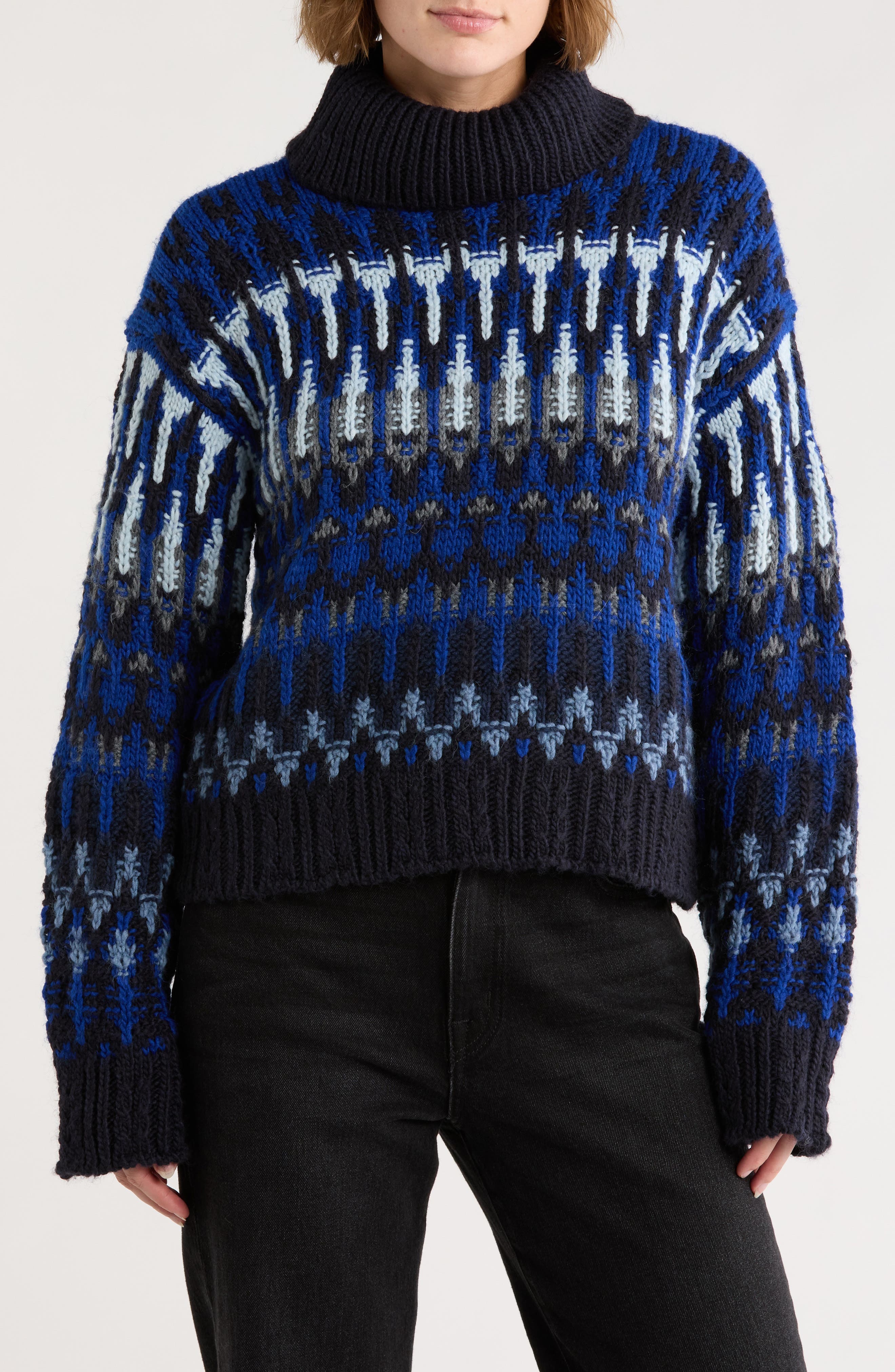 Ramy Brook Rufus Fair Isle Turtleneck Sweater