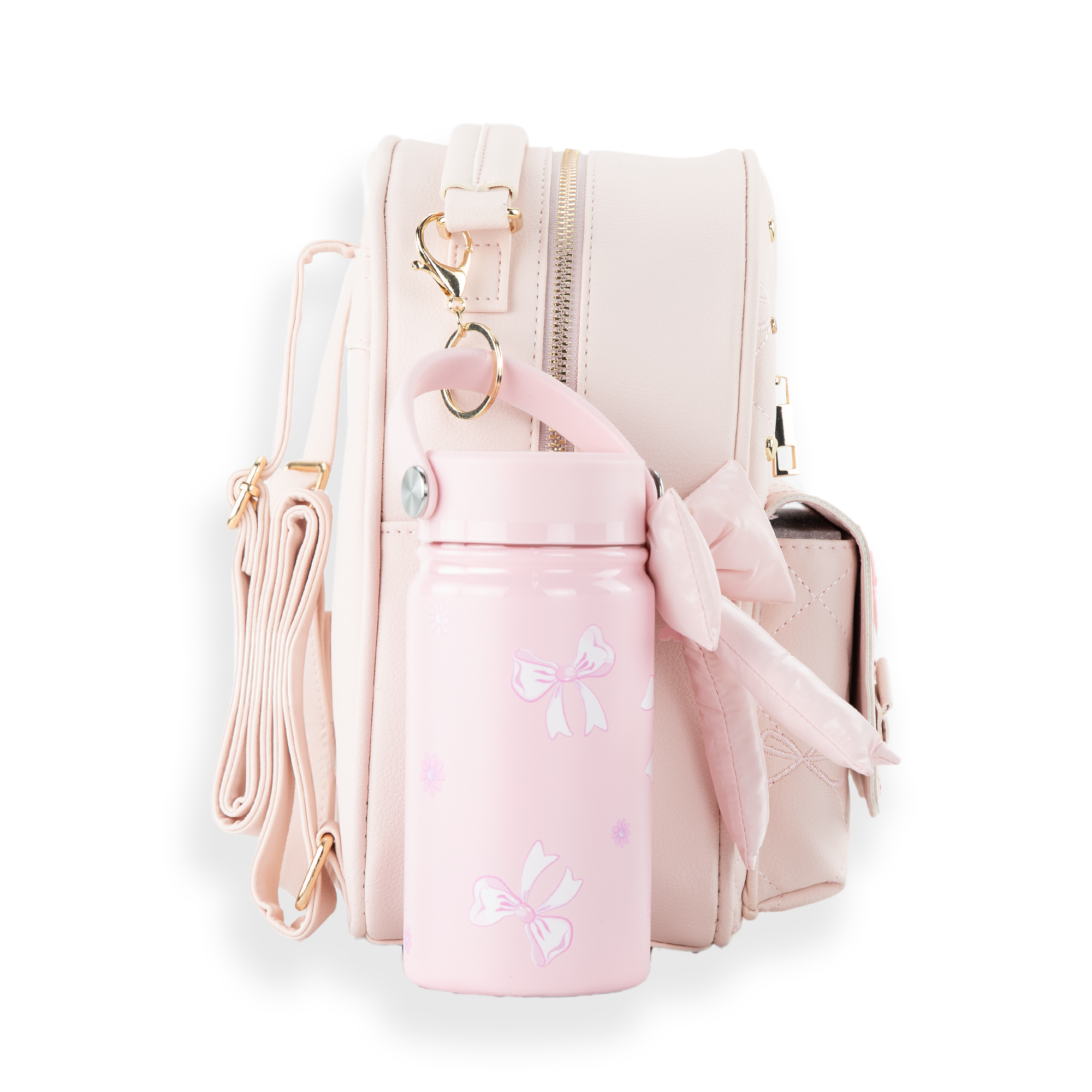 Quilted Bow Mini Backpack Set, Alternate, color, Blush/ Bow Party