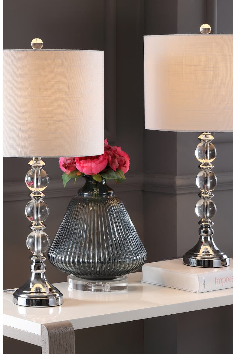 Paul 26" Crystal/Metal LED Table Lamp, Clear/Chrome, Alternate, color, Clear/Chrome