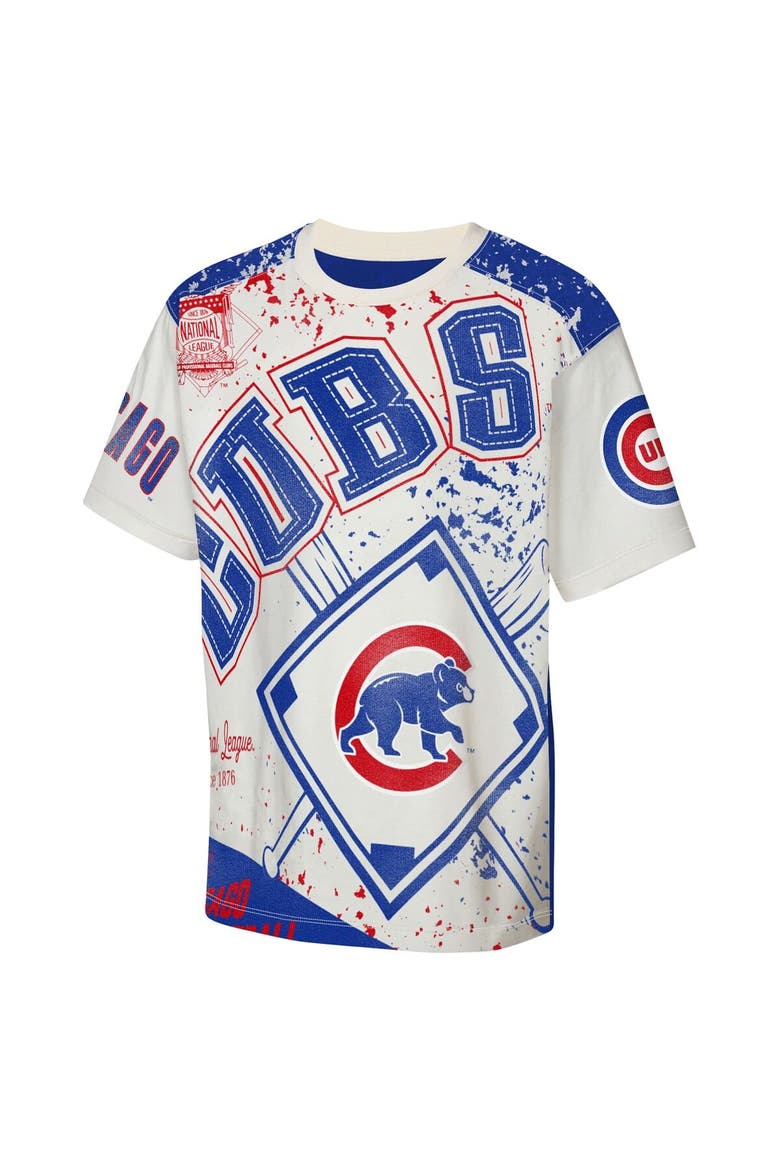 Youth Outerstuff Cream Chicago Cubs Big League Top Player Bold All-Over-Print T-Shirt, Alternate, color, Cream