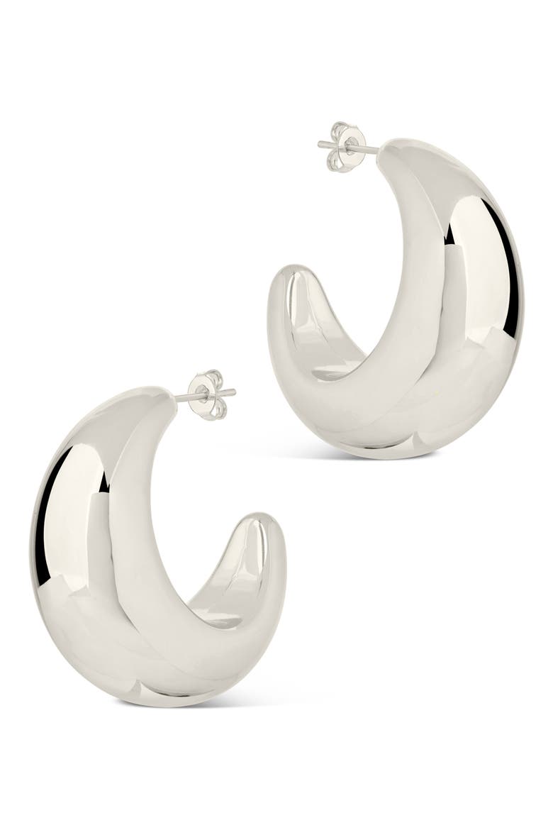 Eclipse Hoop Earrings, Alternate, color, SILVER