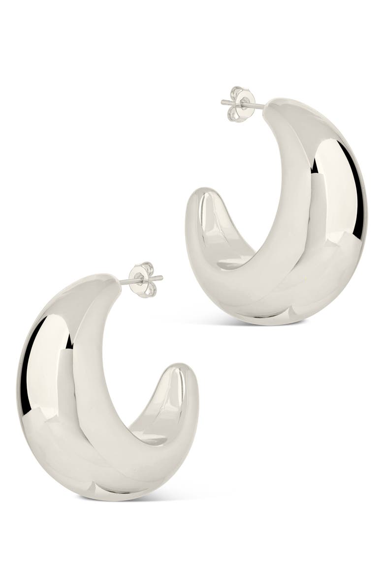 Sterling Forever Eclipse Hoop Earrings, Alternate, color, Silver