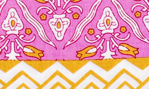 Tiramisu Set Of 4 Orchid Luxe Block Print Napkins In Yellow/pink