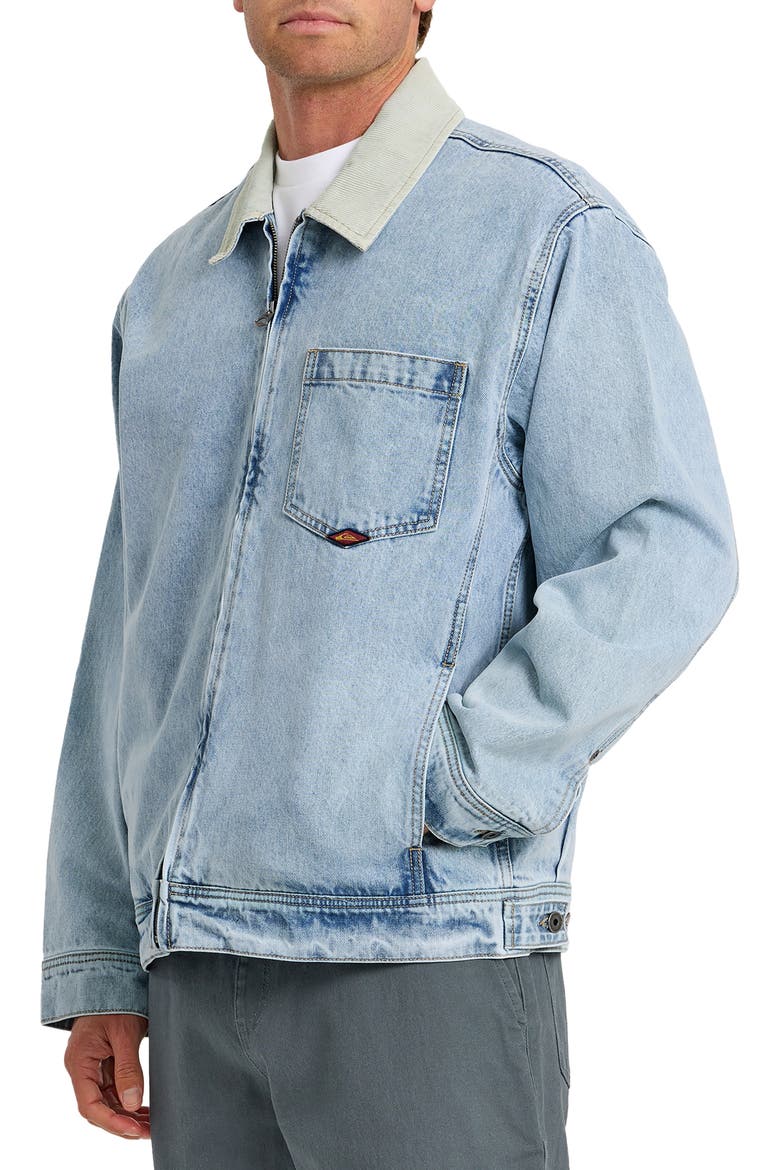 Surf Harrington Corduroy Collar Denim Jacket, Alternate, color, LIGHT INDIGO