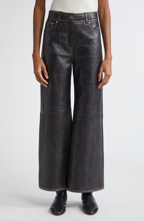 Women's Leather (Genuine) Wide-Leg Pants | Nordstrom Women's Leather (Genuine) Wide-Leg Pants | Nordstrom