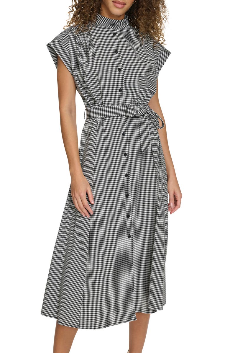 Calvin Klein Mini Gingham Check Short Sleeve Shirtdress, Alternate, color,