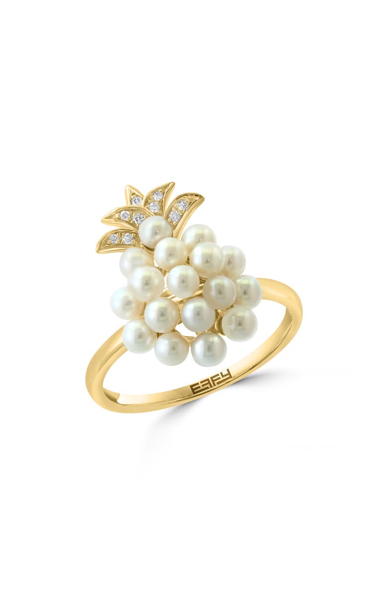 EFFY Diamond & Freshwater Pearl Ring, Main, color, 