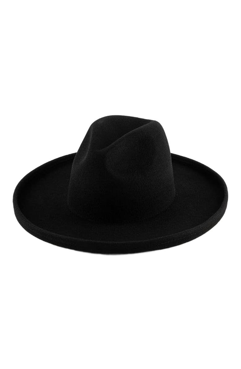 Gigi Pip Maude Wide Brim Fedora Hat, Main, color, Black
