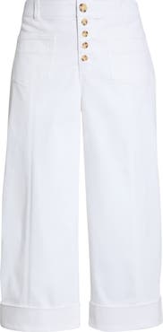 Wit & Wisdom Skyrise Exposed Button Cuffed Wide Leg Twill Pants