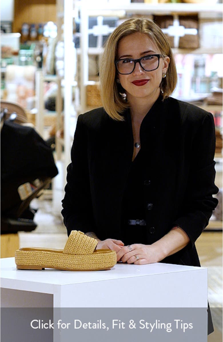 Sculpted C Raffia Flatform Slide Sandal, sales video thumbnail