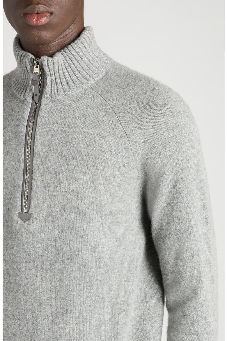 Lambswool & Cashmere Half Zip Sweater, Alternate, color, GREY MELANGE