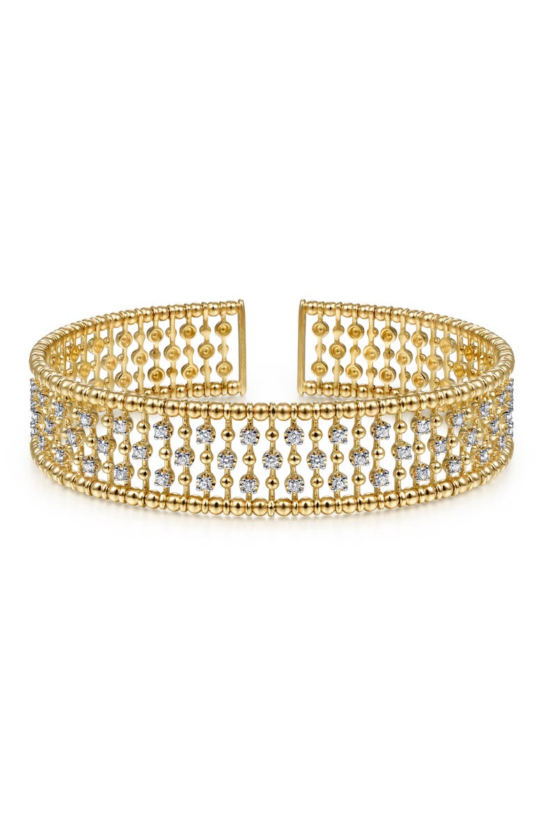 Diamond 14K Gold Wide Cage Cuff Bracelet, Main, color, 14K YELLOW GOLD