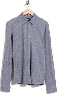 BOSS Roan Kent Long Sleeve Cotton & Linen Blend Button-Up Shirt
