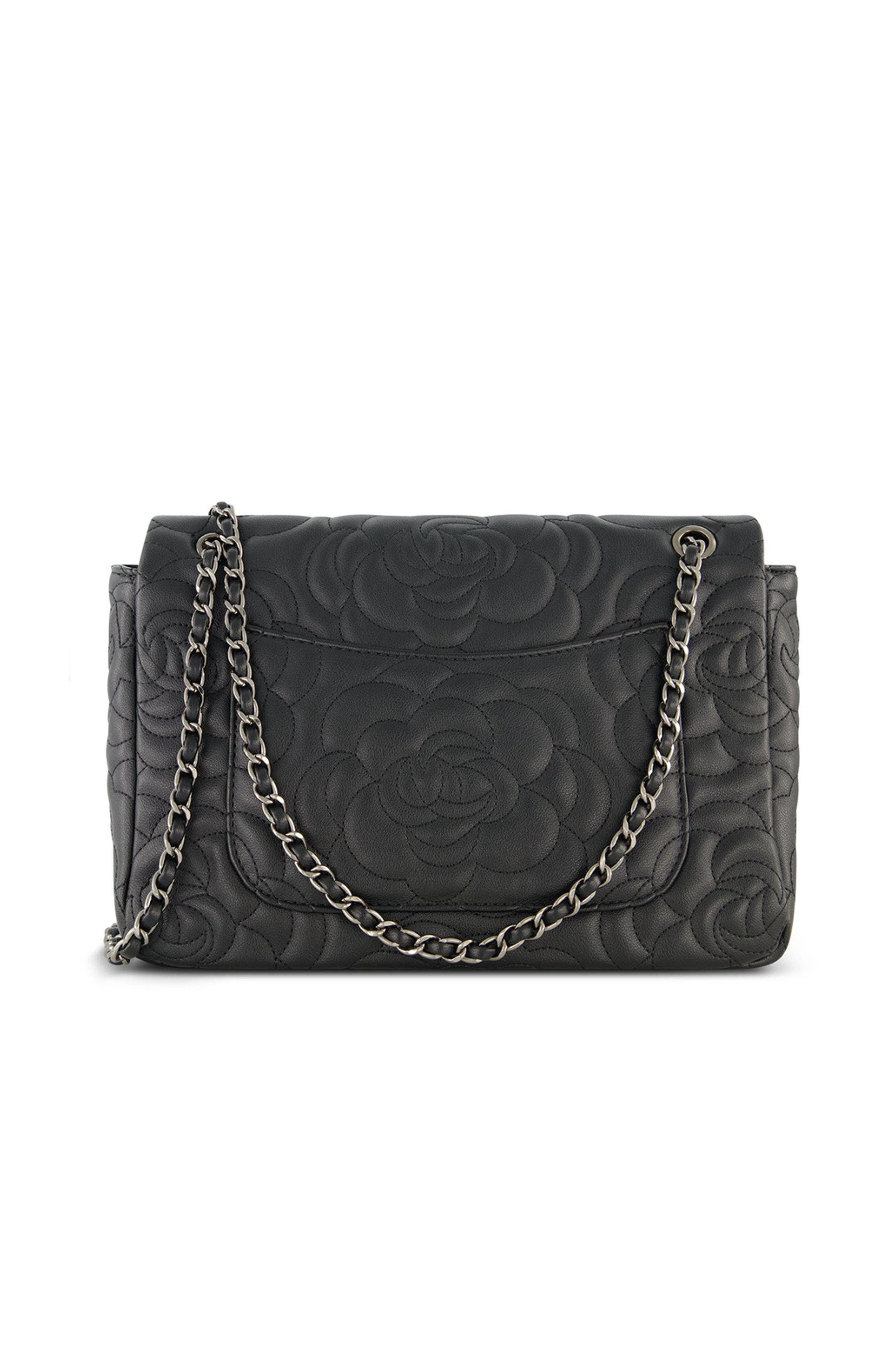 The Noli Shop Alessia Rose Embossed Leather Bag, Alternate, color, Black