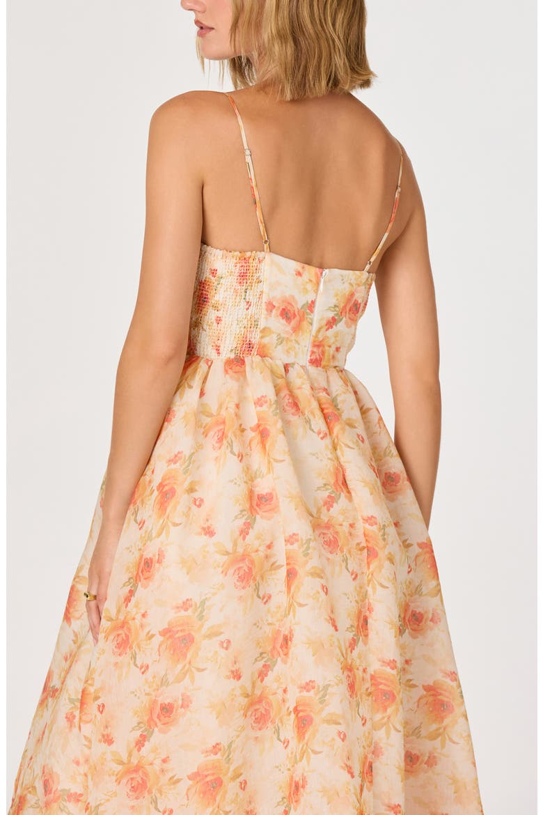 Janna Floral Chiffon Midi Dress, Alternate, color, ORANGE FLORAL