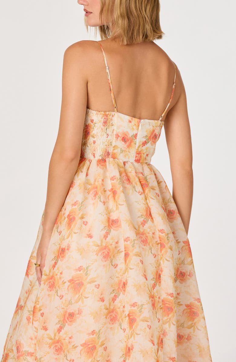 ASTR the Label Janna Floral Chiffon Midi Dress, Alternate, color, Orange Floral