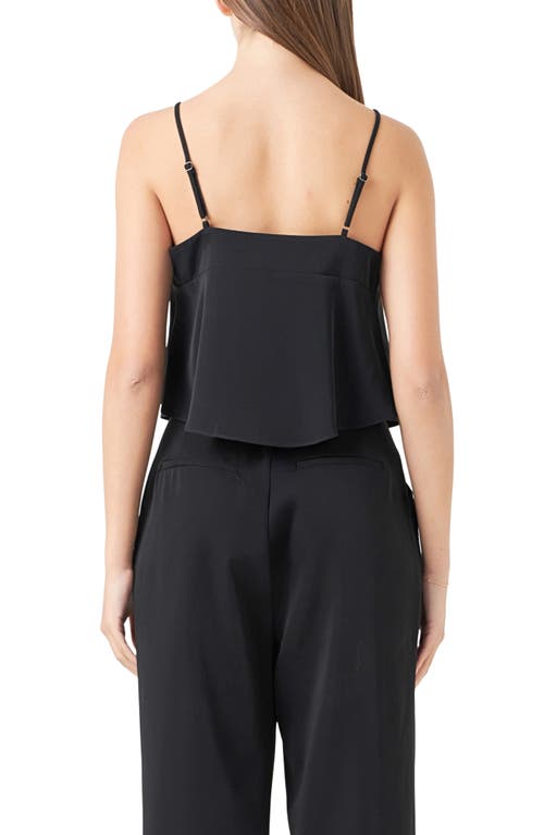 Endless Rose Corsage Flowy Crop Camisole In Black