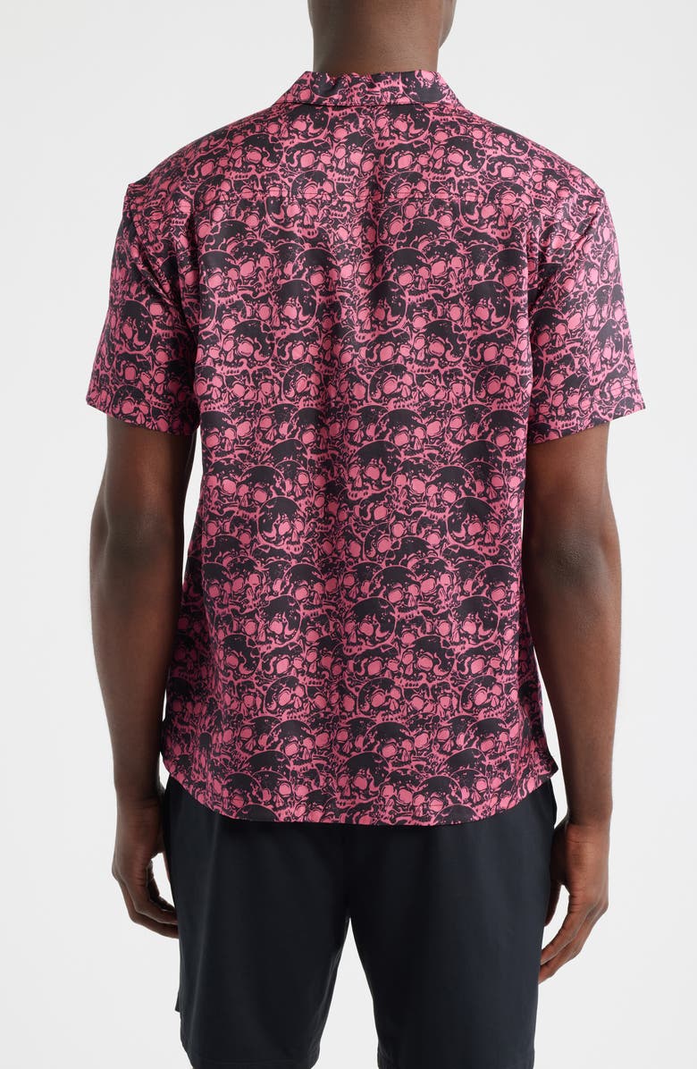 Boardies Skull Print Camp Shirt, Alternate, color, Black/ Red