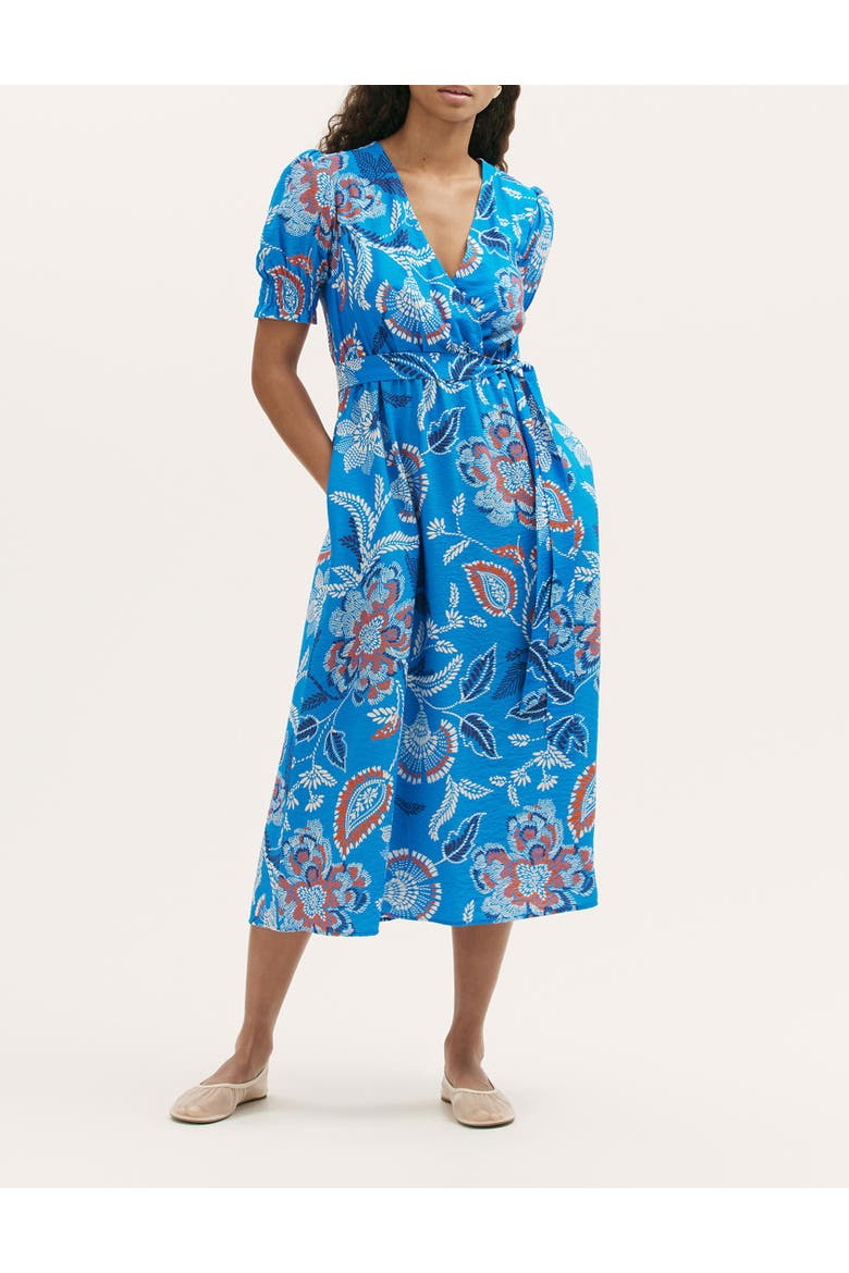 Nicoleta Floral Midi Tea Dress, Alternate, color, Blue Floral