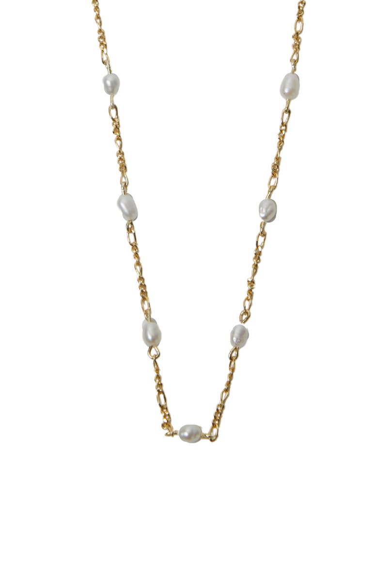 Freshwater Pearl Station Necklace, Main, color, GOLD