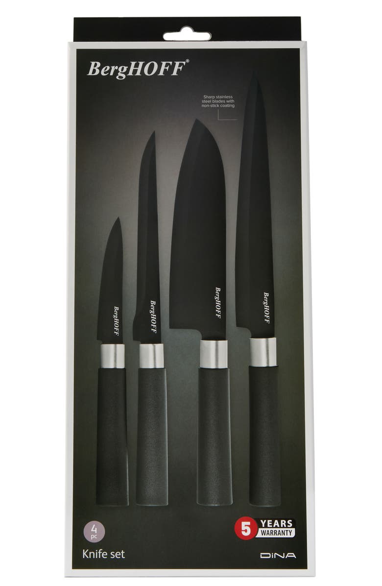 BergHOFF DiNA Prime 4-Piece Knife Set, Alternate, color, Black