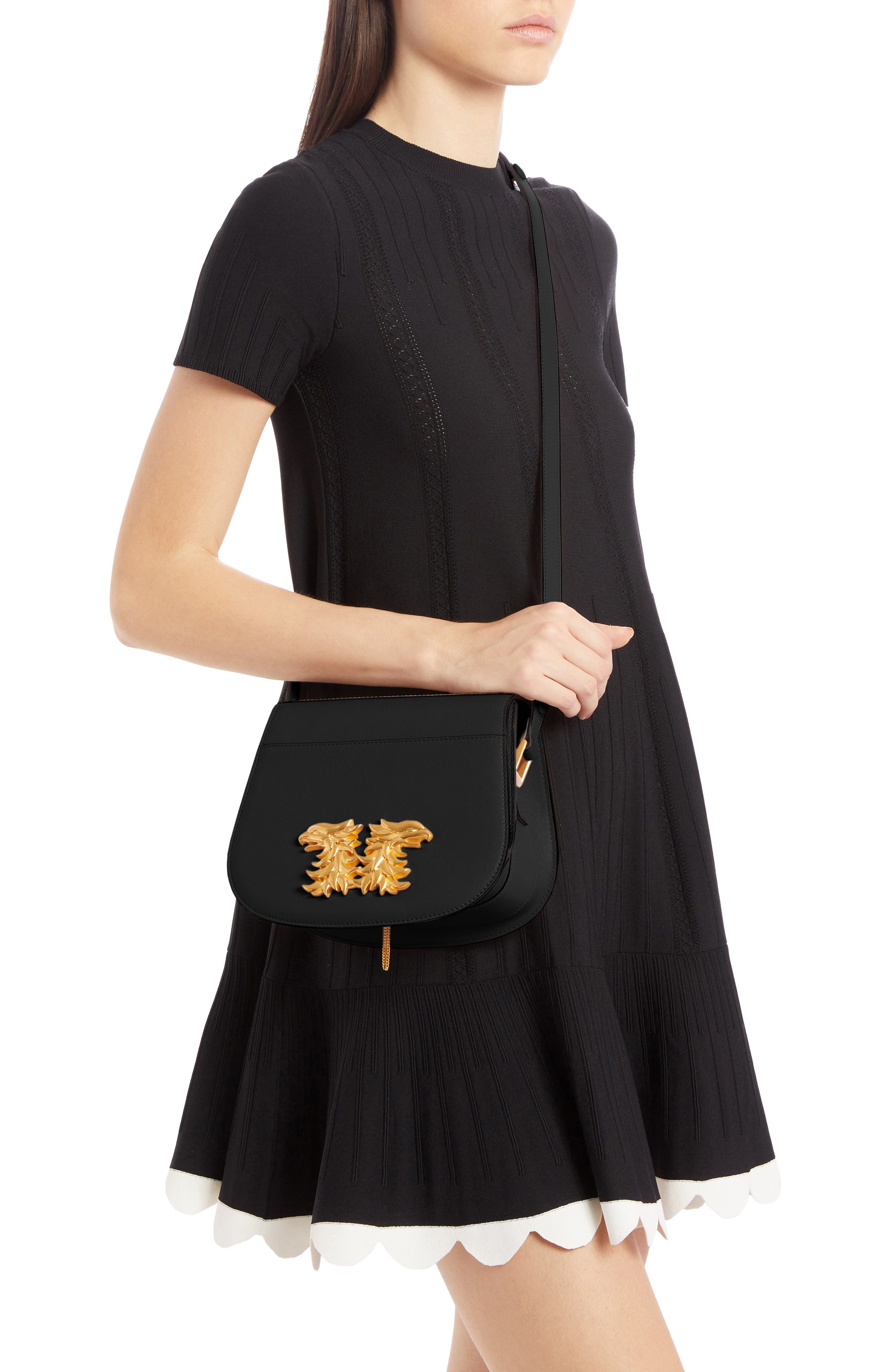 Valentino Garavani Maison Gryphon Leather Saddle Bag, Alternate, color, 