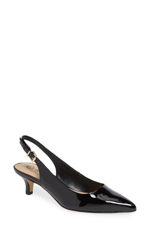 Bella Vita Scarlette Kitten Heel Slingback Pump in Black Pat 