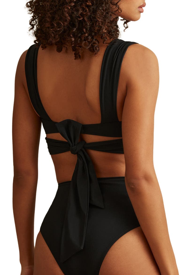 Cristina Wrap Bikini Top, Alternate, color, BLACK