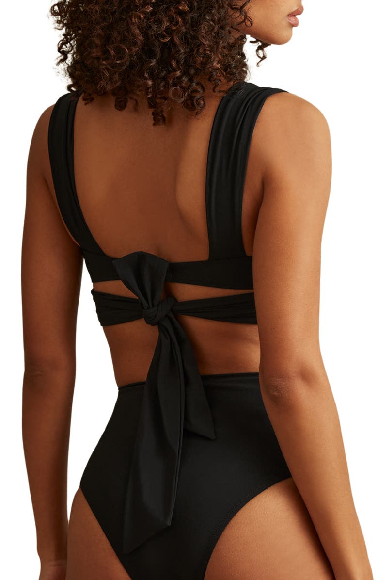 Reiss Cristina Wrap Bikini Top, Alternate, color, Black