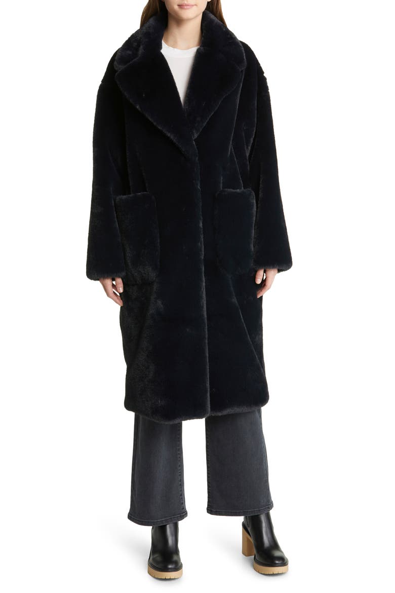 Avaline Faux Fur Longline Coat, Alternate, color, TAR