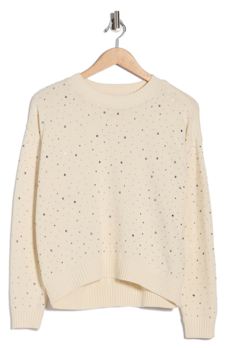 DKNY Jeans Rhinestone Sweater, Alternate, color, Eggnog