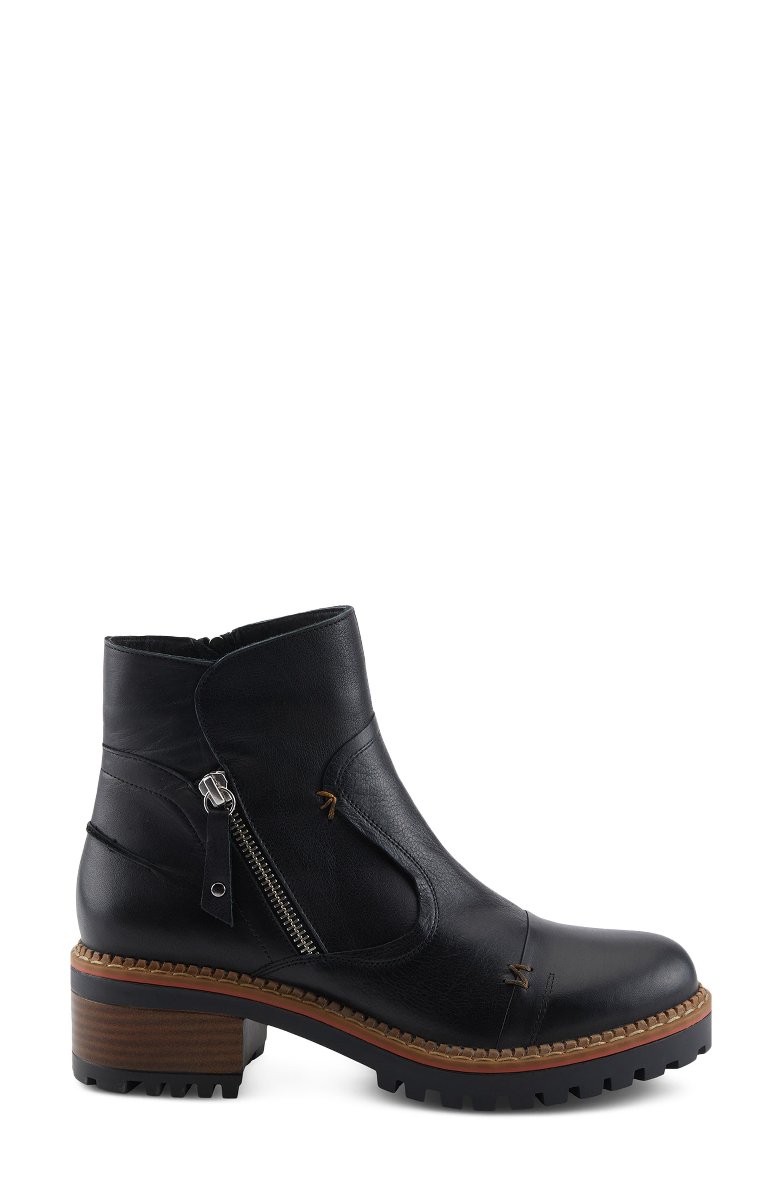 Denaye Leather Bootie, Alternate, color, BLACK