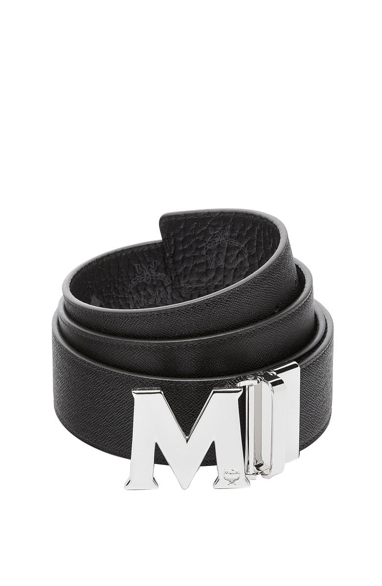 MCM Claus M Reversible Belt 1.75" in Visetos, Alternate, color, Black