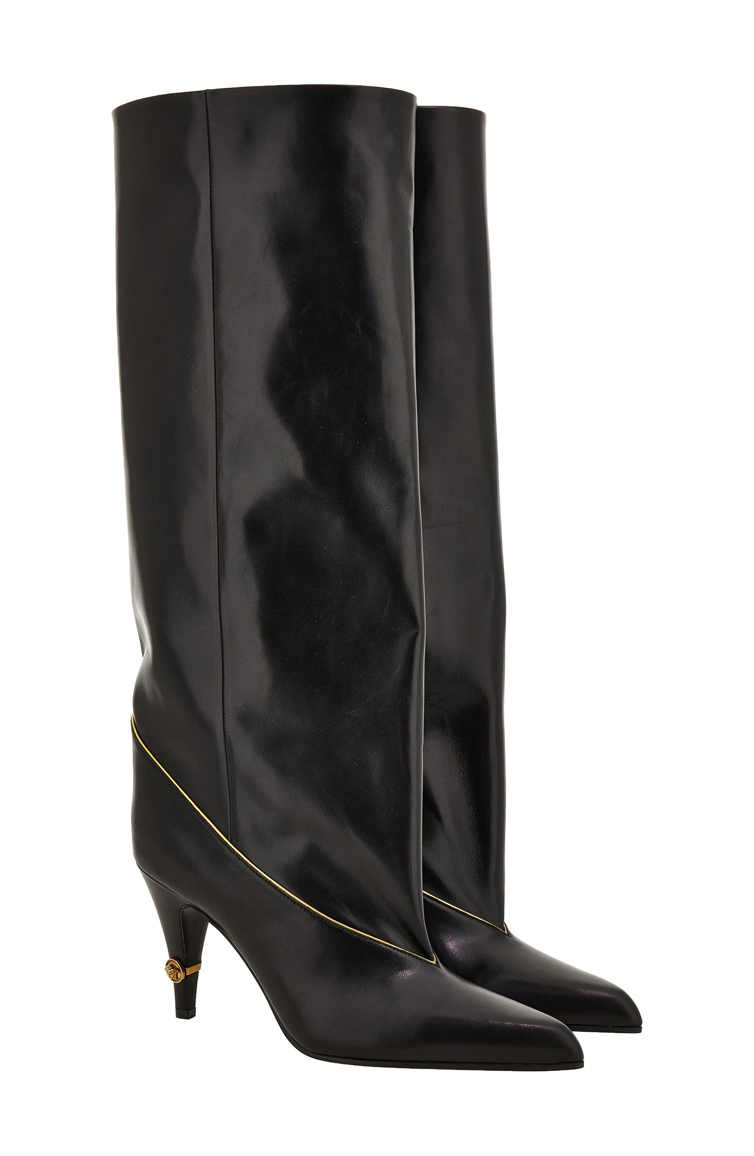Knee High Boot, Main, color, BLACK-GOLD 82