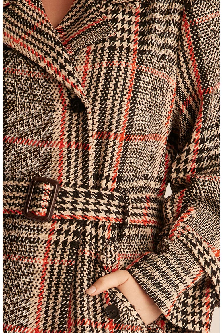 Bella Double Breasted Check Coat, Alternate, color, TANGERINE CHECK