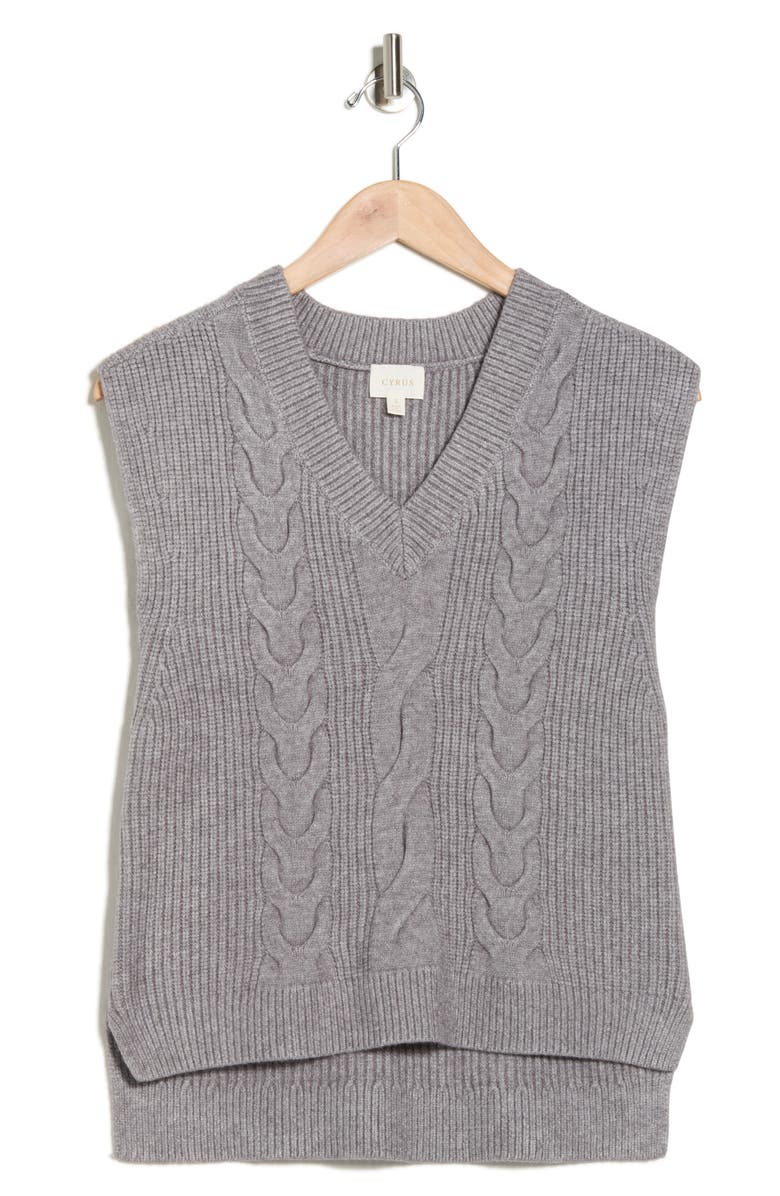 CYRUS Cable Knit Sweater Vest, Alternate, color, Medium Heather Grey