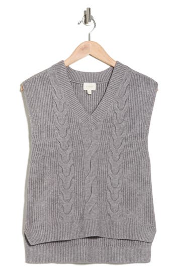 Cyrus Cable Knit Sweater Vest In Gray