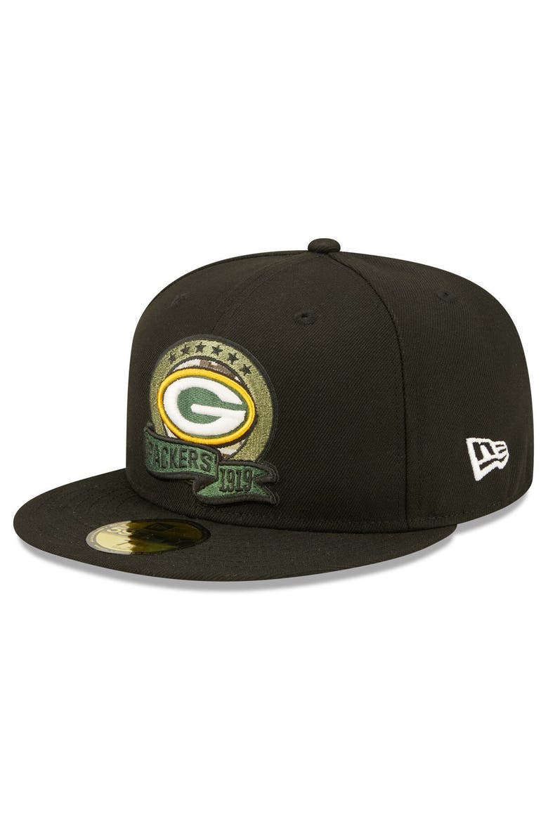 Men's New Era Black Green Bay Packers 2022 Salute To Service 59FIFTY Fitted Hat, Alternate, color, Black