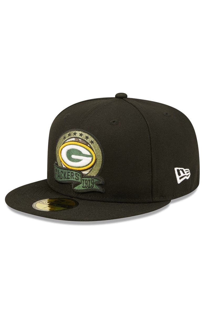 New Era Men's New Era Black Green Bay Packers 2022 Salute To Service 59FIFTY Fitted Hat, Alternate, color, 