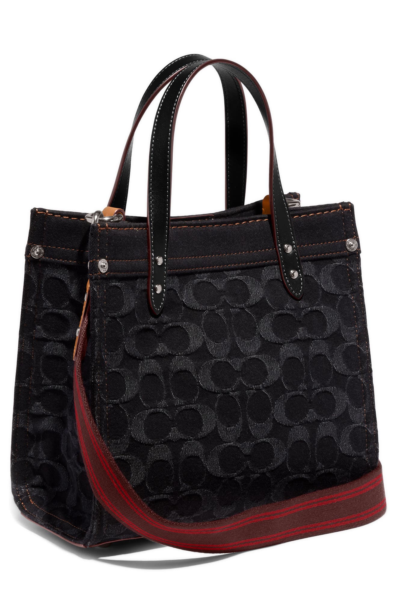 Signature Washed Denim Field Tote, Alternate, color, BLACK DENIM